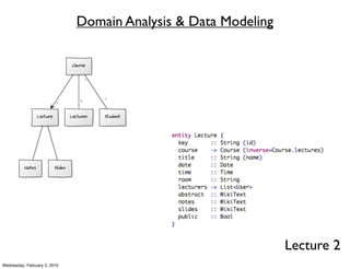 Domain Analysis & Data Modeling




                                                                Lecture 2
Wednesday, February 3, 2010
 