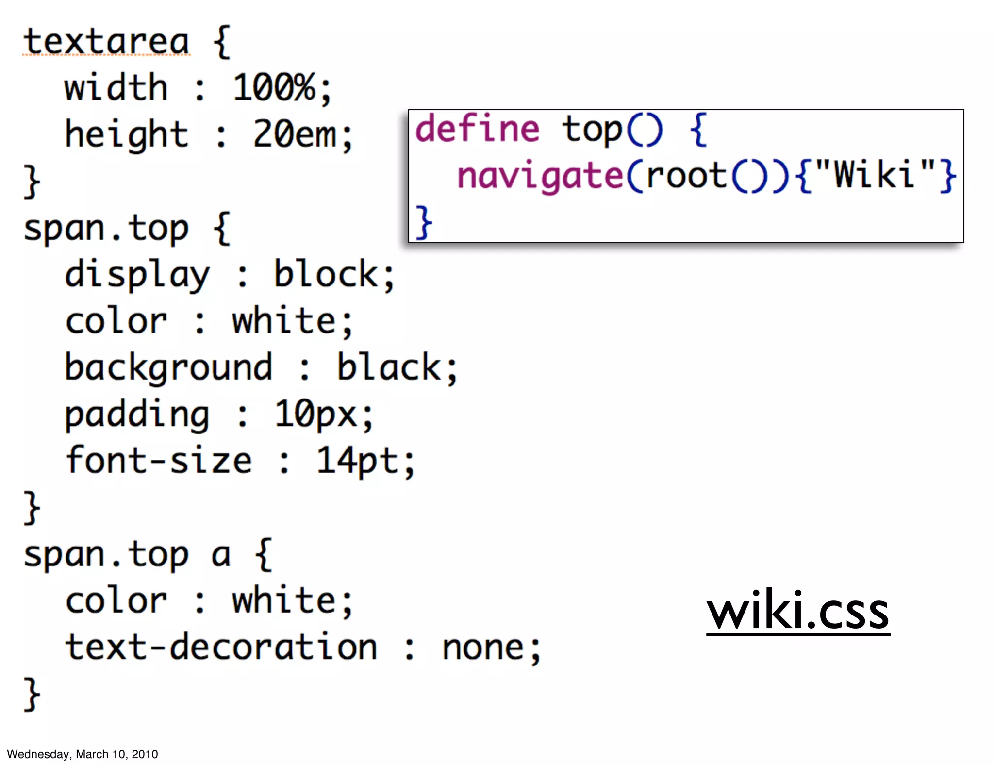 wiki.css

Wednesday, March 10, 2010
 