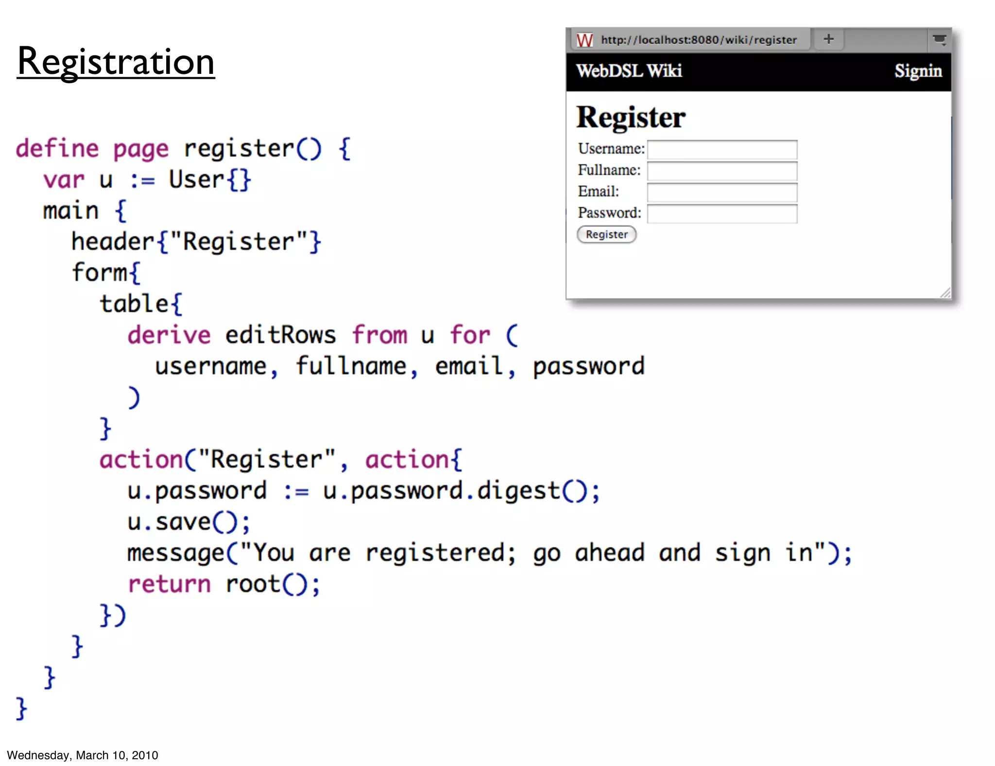 Registration




Wednesday, March 10, 2010
 