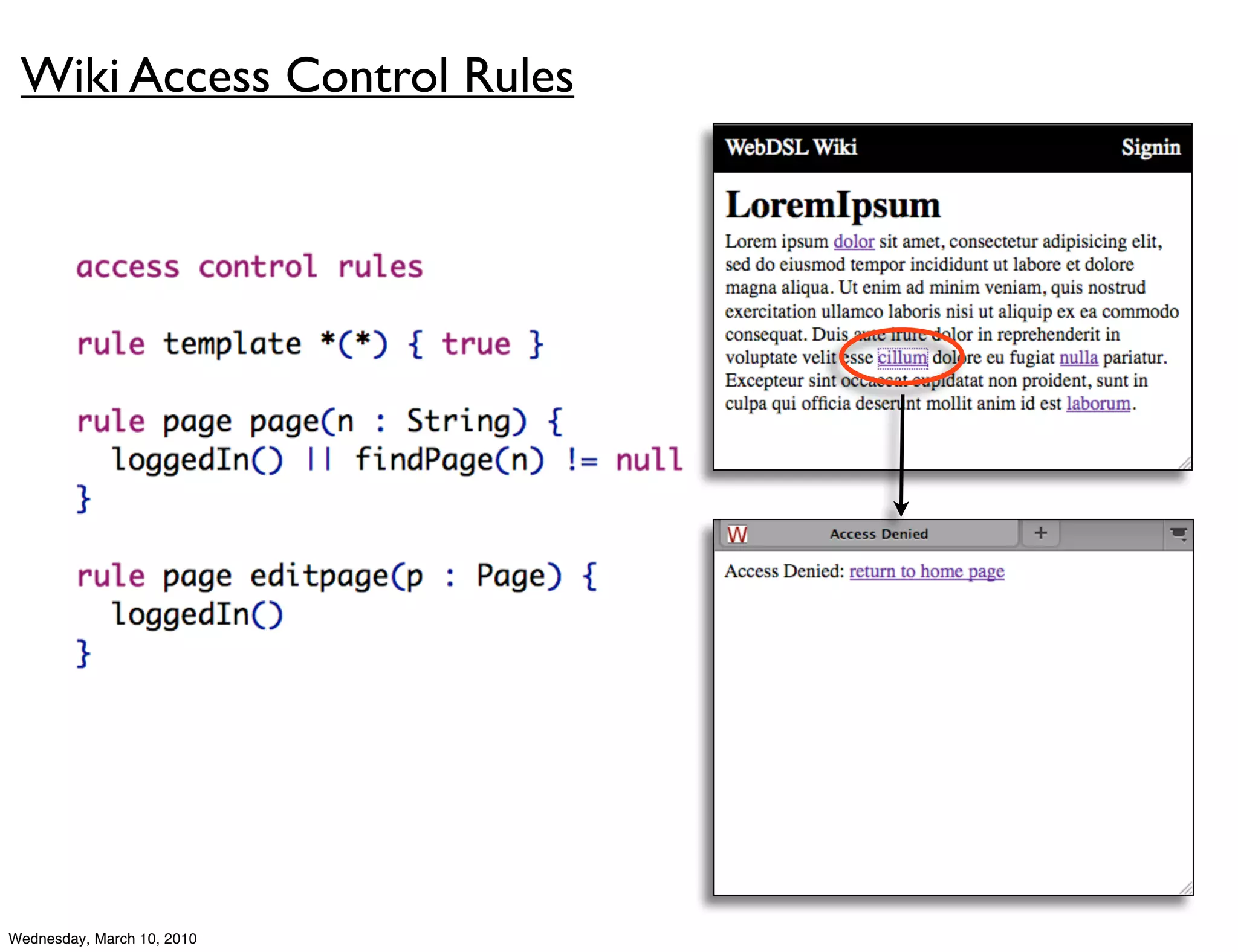 Wiki Access Control Rules




Wednesday, March 10, 2010
 