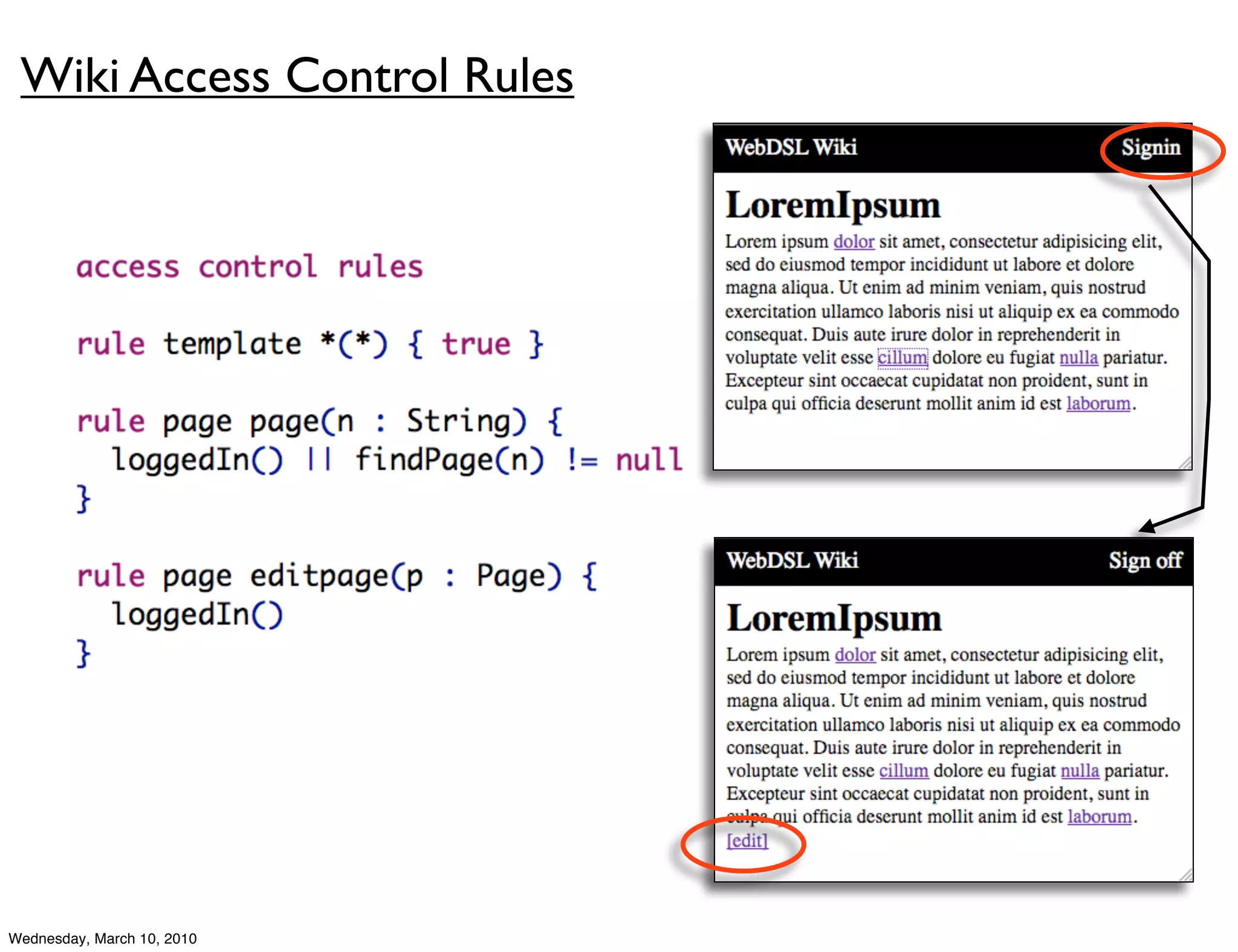 Wiki Access Control Rules




Wednesday, March 10, 2010
 