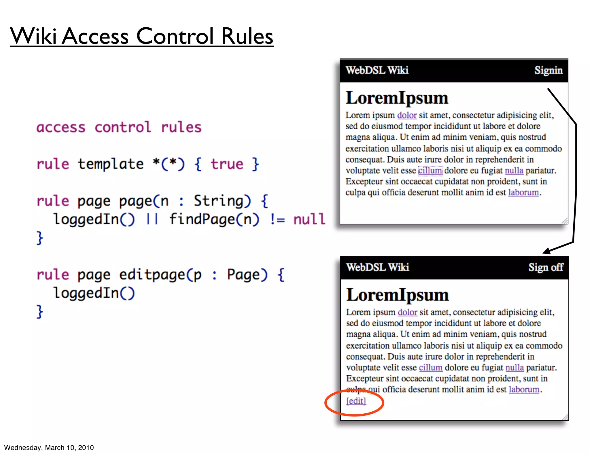 Wiki Access Control Rules




Wednesday, March 10, 2010
 