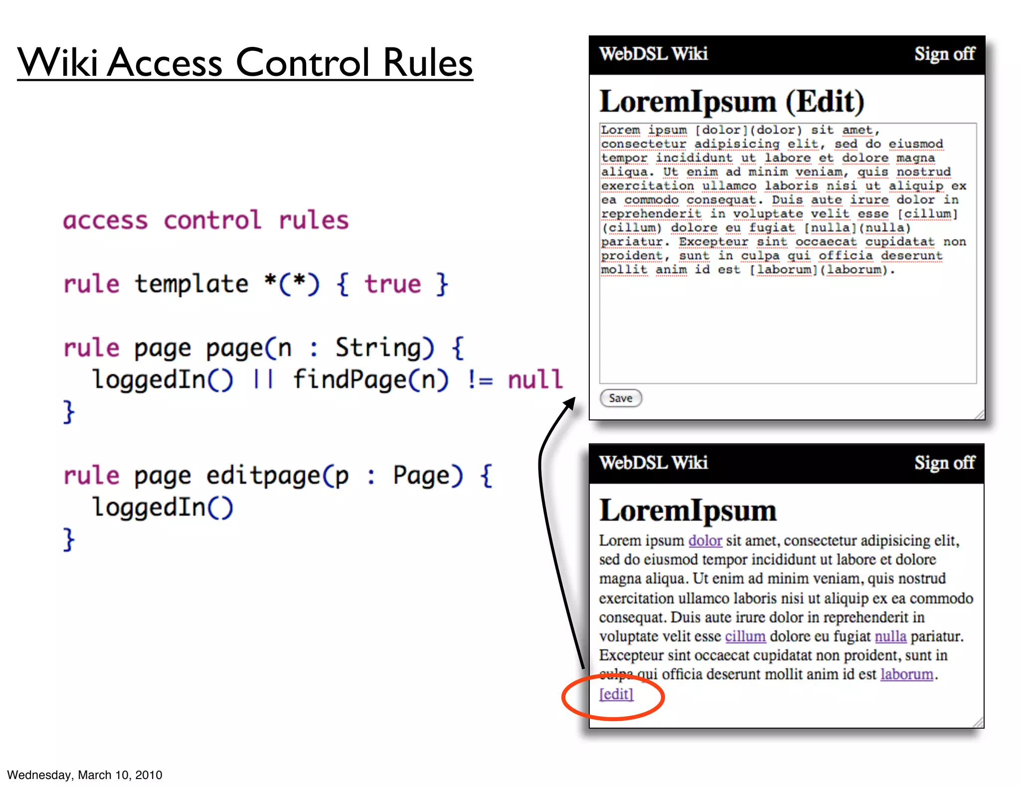 Wiki Access Control Rules




Wednesday, March 10, 2010
 