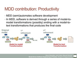 Marco Brambilla, Jordi Cabot, Manuel Wimmer.
Model-Driven Software Engineering In Practice. Morgan & Claypool 2012.
MDD co...