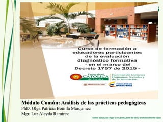 Módulo Común: Análisis de las prácticas pedagógicas
PhD. Olga Patricia Bonilla Marquínez
Mgr. Luz Aleyda Ramirez
 