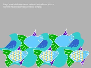 Luego, sobre esta línea volvemos a alternar las dos formas, ahora la
siguiente más simple con la siguiente más compleja
 