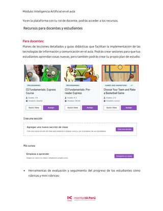 MÓDULO- INTELIGENCIA ARTIFICIAL EN EL AULA | PDF