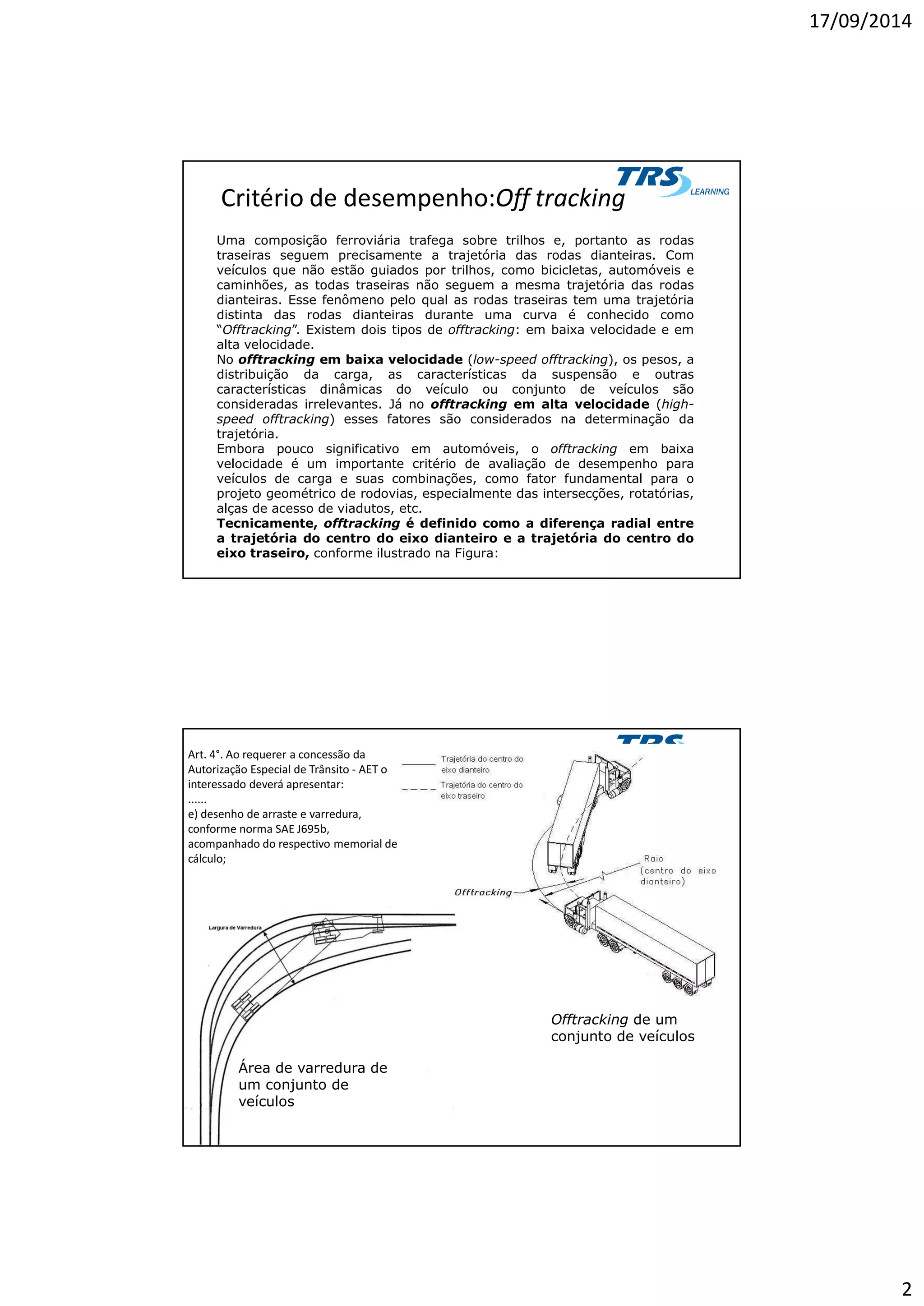 Cálculo de área de varredura e offtracking | PDF