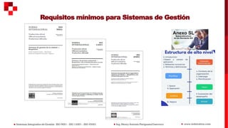 Requisitos mínimos para Sistemas de Gestión
 