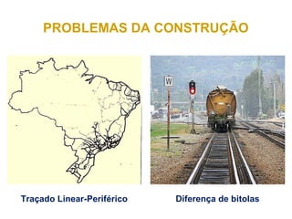 PROBLEMAS DA CONSTRUÇÃO
Traçado Linear-Periférico Diferença de bitolas
 