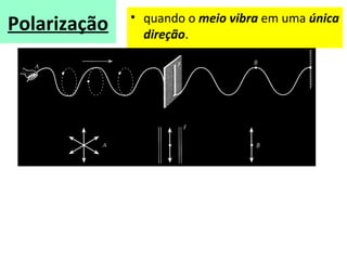 Polarização • quando o meio vibra em uma única
direção.
 