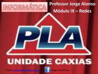 Professor Jorge Alonso
Módulo IX – Redes
1Email: profjorgealonso@gmail.com / Jorge Alonso Ruas
 