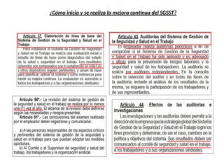 ¿Cómo inicia y se realiza la mejora continua del SGSST?
22
 