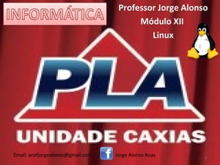 Professor Jorge Alonso 
Módulo XII 
Linux 
1 Email: profjorgealonso@gmail.com / Jorge Alonso Ruas 
 