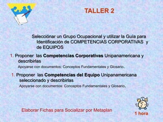 TALLER 2


          Selecciónar un Grupo Ocupacional y utilizar la Guía para
            Identificación de COMPETENCIAS C...