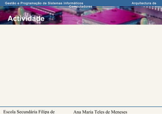 Ana Maria Teles de Meneses
Gestão e Programação de Sistemas Informáticos Arquitectura de
Computadores
Escola Secundária Filipa de
Actividade
 