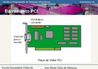 Ana Maria Teles de Meneses
Gestão e Programação de Sistemas Informáticos Arquitectura de
Computadores
Escola Secundária Filipa de
Barramento PCI
 