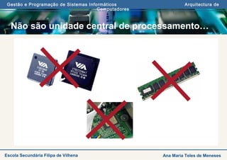 Gestão e Programação de Sistemas Informáticos Arquitectura de
Computadores
Ana Maria Teles de MenesesEscola Secundária Filipa de Vilhena
Não são unidade central de processamento…
 