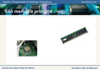 Gestão e Programação de Sistemas Informáticos Arquitectura de
Computadores
Ana Maria Teles de MenesesEscola Secundária Filipa de Vilhena
São memória primária…
 