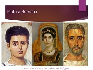 pintura a encaústica sobre madeira, séc. II, Egipto
Retratos funerários de El-Fayum, Egipto
 