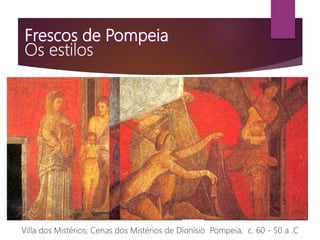 Villa dos Mistérios; Cenas dos Mistérios de Dionísio Pompeia; c. 60 - 50 a .C
 