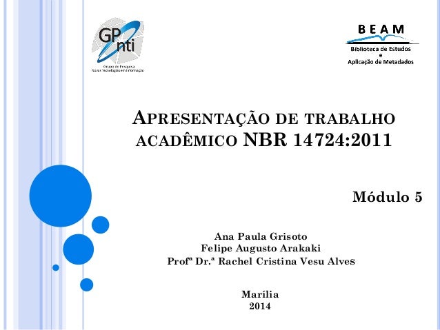 Apresentação de trabalhos academicos em slides