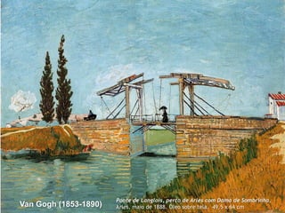 Van Gogh (1853-1890)

Ponte de Langlois, perto de Arles com Dama de Sombrinha,
Arles, maio de 1888. Óleo sobre tela. 49,5 x 64 cm

 