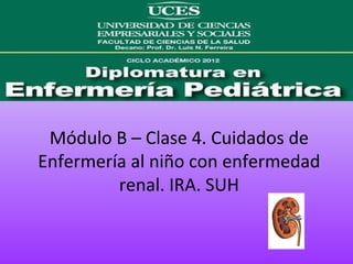 Módulo B – Clase 4. Cuidados de
Enfermería al niño con enfermedad
         renal. IRA. SUH
 