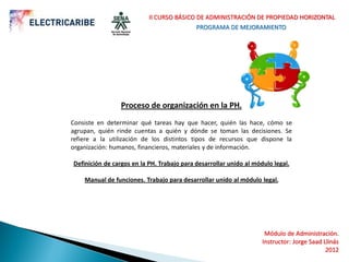 II CURSO BÁSICO DE ADMINISTRACIÓN DE PROPIEDAD HORIZONTAL
                                           PROGRAMA DE MEJORAMIE...