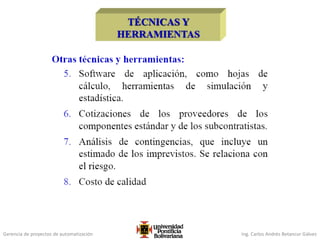 Gerencia de proyectos de automatización Ing. Carlos Andrés Betancur Gálvez
 