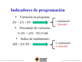 Gerencia de proyectos de automatización Ing. Carlos Andrés Betancur Gálvez
 
