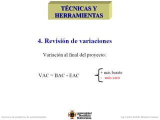 Gerencia de proyectos de automatización Ing. Carlos Andrés Betancur Gálvez
 