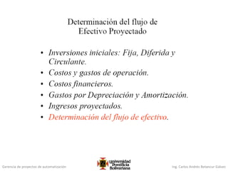 Gerencia de proyectos de automatización Ing. Carlos Andrés Betancur Gálvez
 