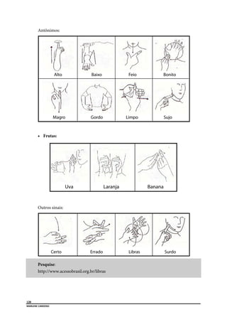  
120
MARLENE CARDOSO 
 
Antônimos:
 Frutas:
Outros sinais:
Pesquise:
http://www.acessobrasil.org.br/libras
 