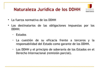 Naturaleza Jurídica de los DDHH

La fuerza normativa de los DDHH

Los destinatarios de las obligaciones impuestas por lo...