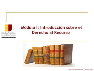 Módulo I: Introducción sobre el
    Derecho al Recurso




                        © Escuela Nacional de la Judicatura, 2013
 