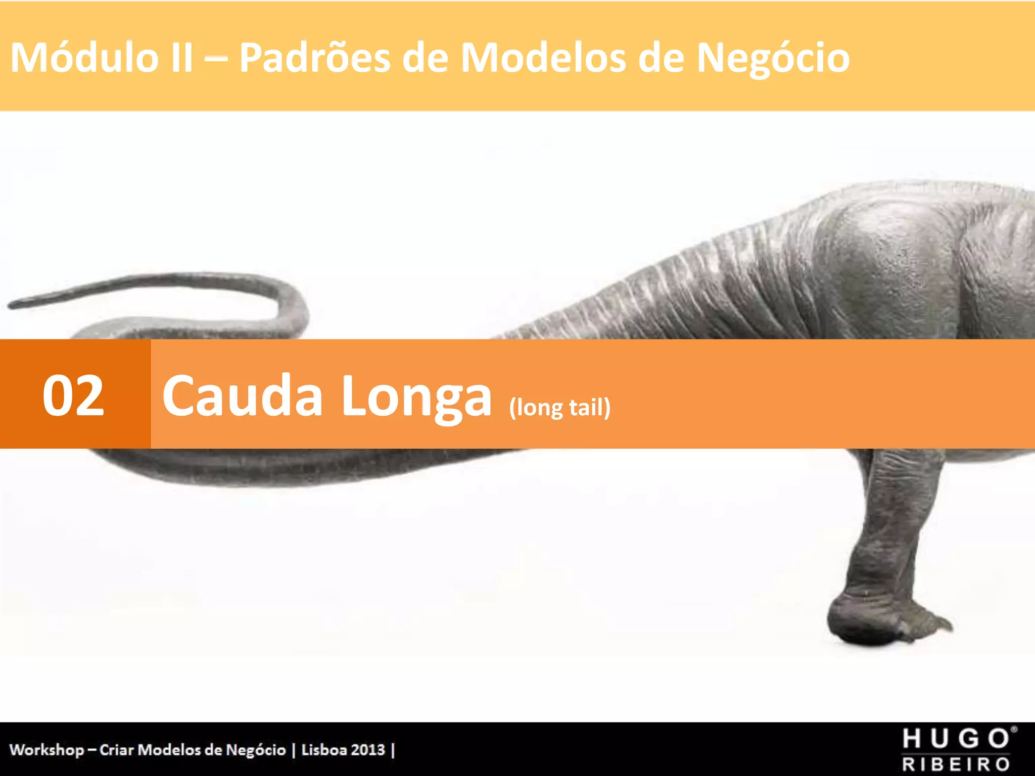 Módulo II – Padrões de Modelos de Negócio
Workshop - Criar Modelos de Negócio - XPTO Consulting
Hugo Ribeiro - Dez 2012
Cauda Longa (long tail)
02
 