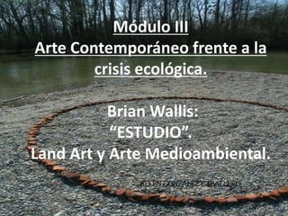 Módulo III
Arte Contemporáneo frente a la
crisis ecológica.
Brian Wallis:
“ESTUDIO”.
Land Art y Arte Medioambiental.
BELÉN GONZÁLEZ CABALLERO.
 