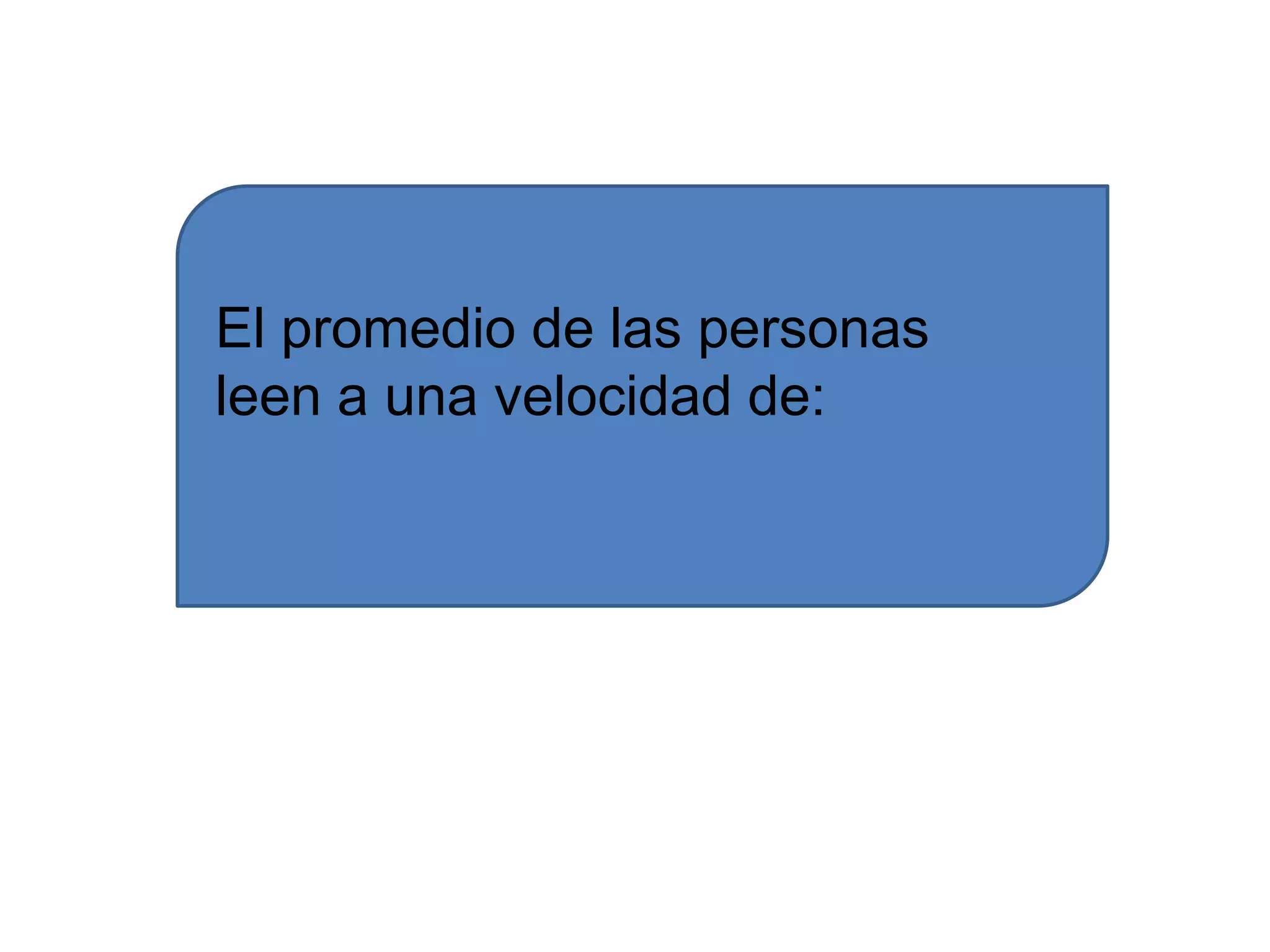El promedio de las personas
leen a una velocidad de:
 