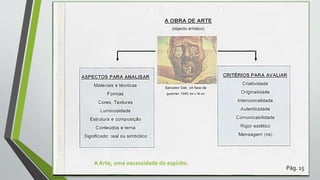 Pág. 15A Arte, uma necessidade do espírito.
 