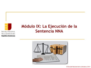 Módulo IX: La Ejecución de la
      Sentencia NNA




                       © Escuela Nacional de la Judicatura, 2013
 