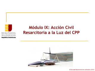 Módulo IX: Acción Civil
Resarcitoria a la Luz del CPP




                       © Escuela Nacional de la Judicatura, 2013
 