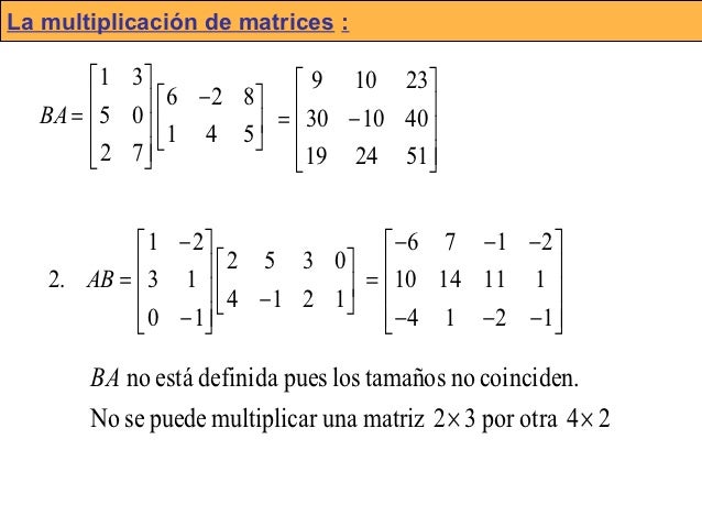 Resultado de imagen para multiplicación de matrices definicion