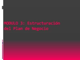MODULO 3: Estructuración
del Plan de Negocio
 