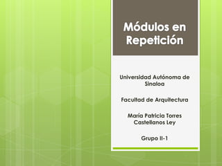 Universidad Autónoma de
Sinaloa
Facultad de Arquitectura
María Patricia Torres
Castellanos Ley
Grupo II-1
 