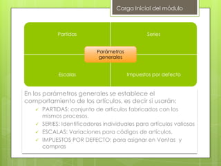 Se usa para controlar el inventarioIntegración con otros módulos