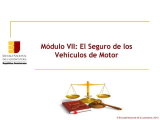 Módulo VII: El Seguro de los
   Vehículos de Motor




                       © Escuela Nacional de la Judicatura, 2013
 