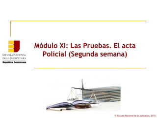 Módulo XI: Las Pruebas. El acta
  Policial (Segunda semana)




                        © Escuela Nacional de la Judicatura, 2013
 