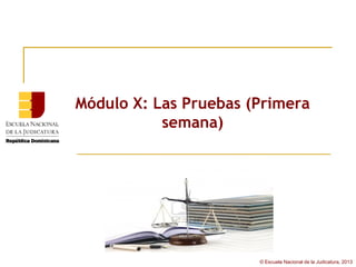 Módulo X: Las Pruebas (Primera
           semana)




                       © Escuela Nacional de la Judicatura, 2013
 