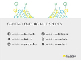 CONTACT OUR DIGITAL EXPERTS

  mediative.com/facebook     mediative.com/linkedin

  mediative.com/twitter      mediative.com/youtube

  mediative.com/googleplus   mediative.com/contact
 